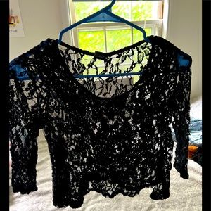 Black lace long sleeve top